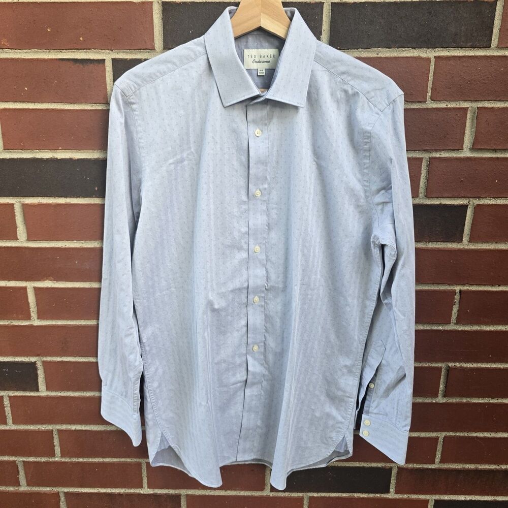 Ted Baker Endurance Four Way Blue Dress Button Down Shirt Size 15.5 32/33 EUC